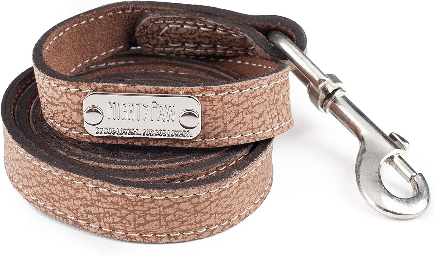 Luxury Leather Dog Leash - Genuine Material Leather Leashes for All Pet Sizes - Pet Lead - 5 Ft Premium Quality - Soft Material - Light Brown