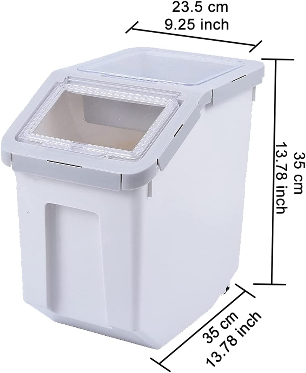 Food Storage Container 20Lb, Large Airtight Pet Food Containers, Dog Food Bin with Scoop, Measuring Cup for Storage Pet Dog Cat Food Supplies - Grey
