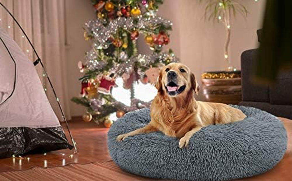 Cuddler Dog Bed | Soft Faux Fur Surface Material | Donut Pillow Bed, Machine Washable | Non-Slip Bottom | Delicate Edge