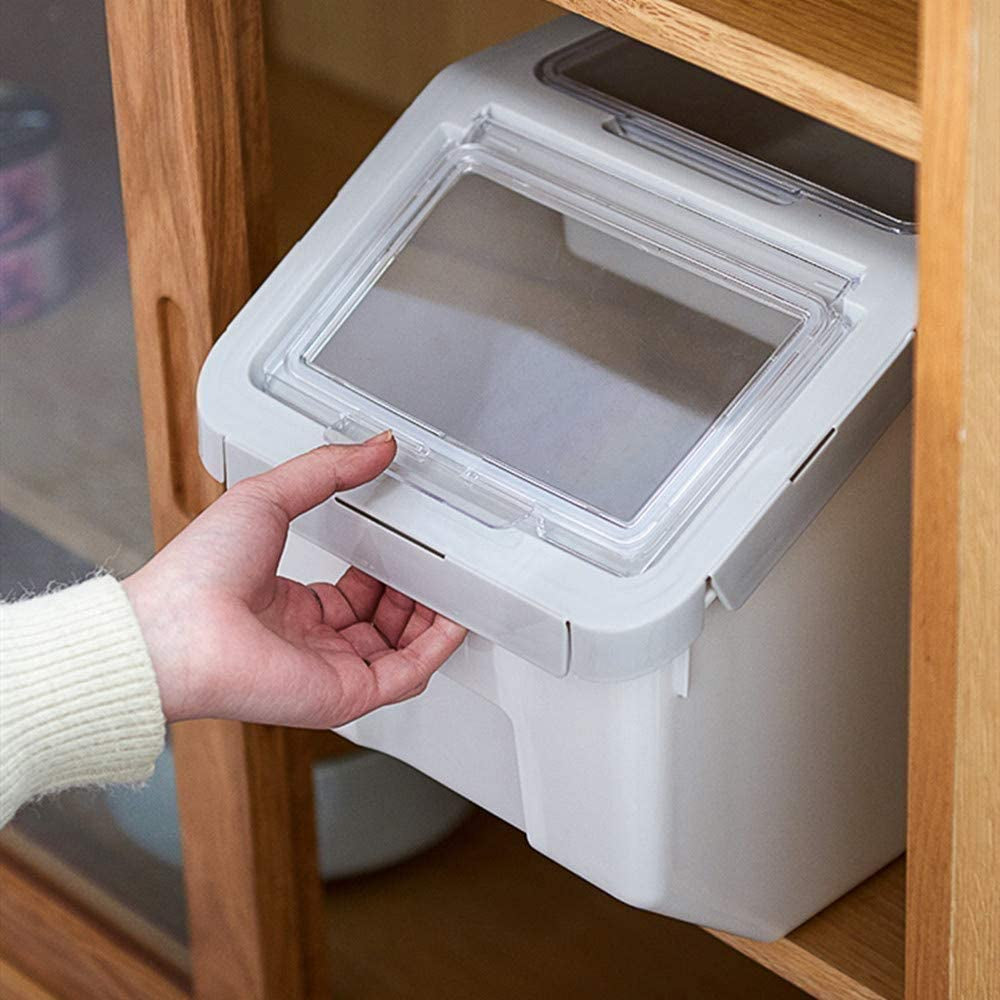 Food Storage Container 20Lb, Large Airtight Pet Food Containers, Dog Food Bin with Scoop, Measuring Cup for Storage Pet Dog Cat Food Supplies - Grey